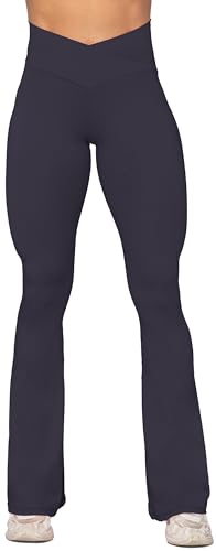 Sunzel Flare Leggings, Crossover Yoga Pants for Women with Tummy Control, High-Waisted and Wide Leg Black, 2XL