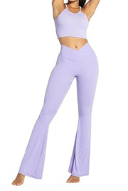 Sunzel Flare Leggings, Crossover Yoga Pants for Women with Tummy Control, High-Waisted and Wide Leg Black, 2XL