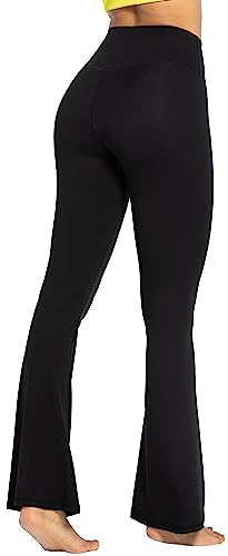 Sunzel Flare Leggings, Crossover Yoga Pants for Women with Tummy Control, High-Waisted and Wide Leg Black, 2XL