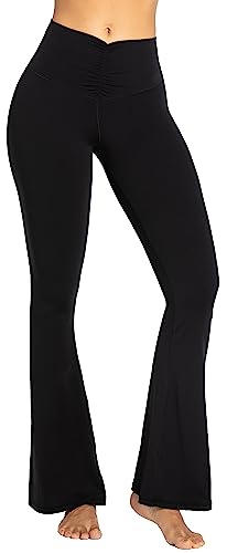 Sunzel Flare Leggings, Crossover Yoga Pants for Women with Tummy Control, High-Waisted and Wide Leg Black, 2XL