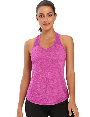 Aeuui Womens Workout Tops for Women Racerback Tank Tops Mesh Yoga Shirts Athletic Running Tank Tops Sleeveless Gym Clothes Orange