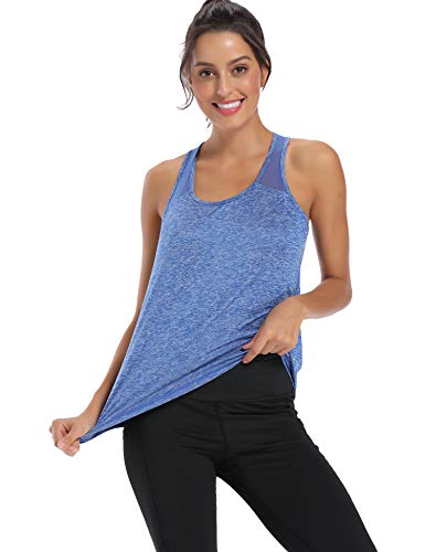 Aeuui Womens Workout Tops for Women Racerback Tank Tops Mesh Yoga Shirts Athletic Running Tank Tops Sleeveless Gym Clothes Orange