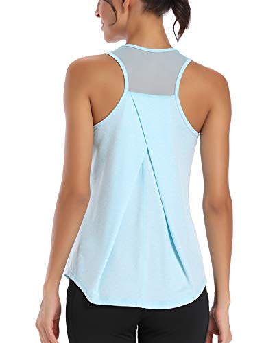 Aeuui Womens Workout Tops for Women Racerback Tank Tops Mesh Yoga Shirts Athletic Running Tank Tops Sleeveless Gym Clothes Orange