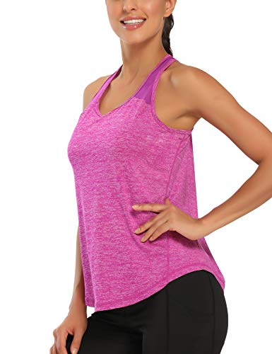 Aeuui Womens Workout Tops for Women Racerback Tank Tops Mesh Yoga Shirts Athletic Running Tank Tops Sleeveless Gym Clothes Orange