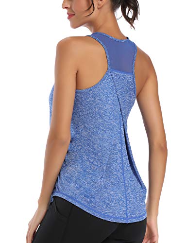 Aeuui Womens Workout Tops for Women Racerback Tank Tops Mesh Yoga Shirts Athletic Running Tank Tops Sleeveless Gym Clothes Orange