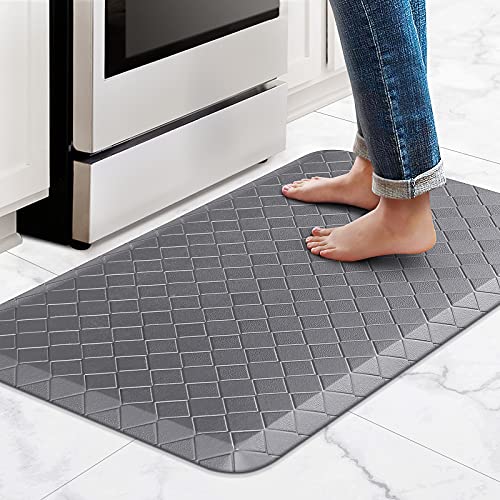 HappyTrends Floor Mat Cushioned Anti-Fatigue ,17.3"x28",Thick Waterproof Non-Slip Mats and Rugs Heavy Duty Ergonomic Comfort Rug for Kitchen,Floor,Office,Sink,Laundry,Black