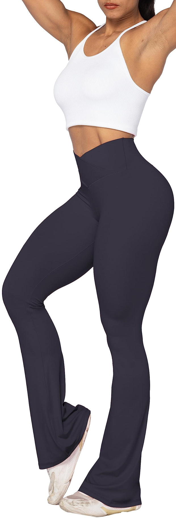 Sunzel Flare Leggings, Crossover Yoga Pants for Women with Tummy Control, High-Waisted and Wide Leg Black, 2XL