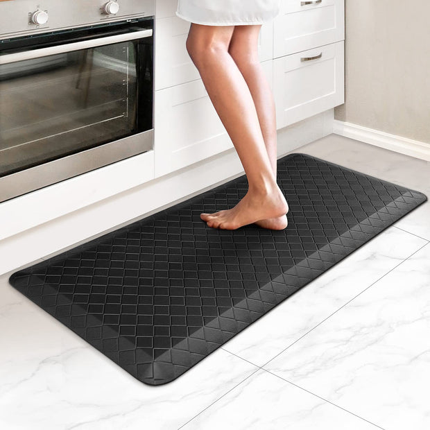 HappyTrends Floor Mat Cushioned Anti-Fatigue ,17.3"x28",Thick Waterproof Non-Slip Mats and Rugs Heavy Duty Ergonomic Comfort Rug for Kitchen,Floor,Office,Sink,Laundry,Black