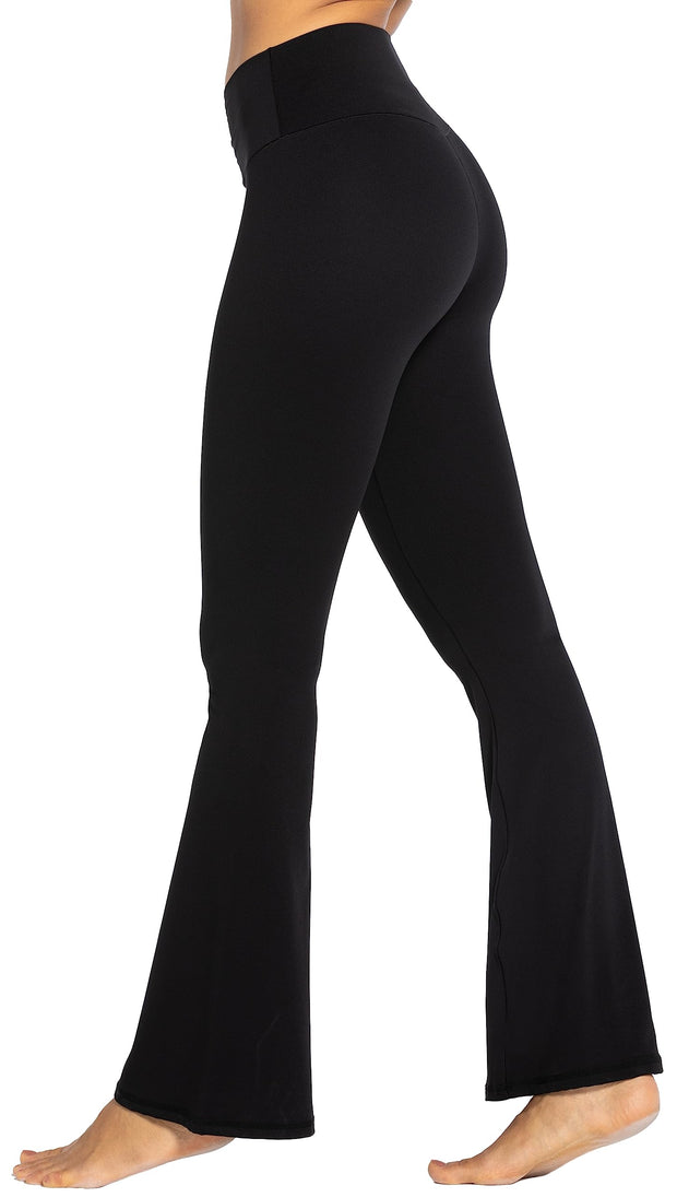 Sunzel Flare Leggings, Crossover Yoga Pants for Women with Tummy Control, High-Waisted and Wide Leg Black, 2XL