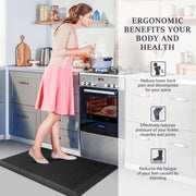 HappyTrends Floor Mat Cushioned Anti-Fatigue ,17.3"x28",Thick Waterproof Non-Slip Mats and Rugs Heavy Duty Ergonomic Comfort Rug for Kitchen,Floor,Office,Sink,Laundry,Black