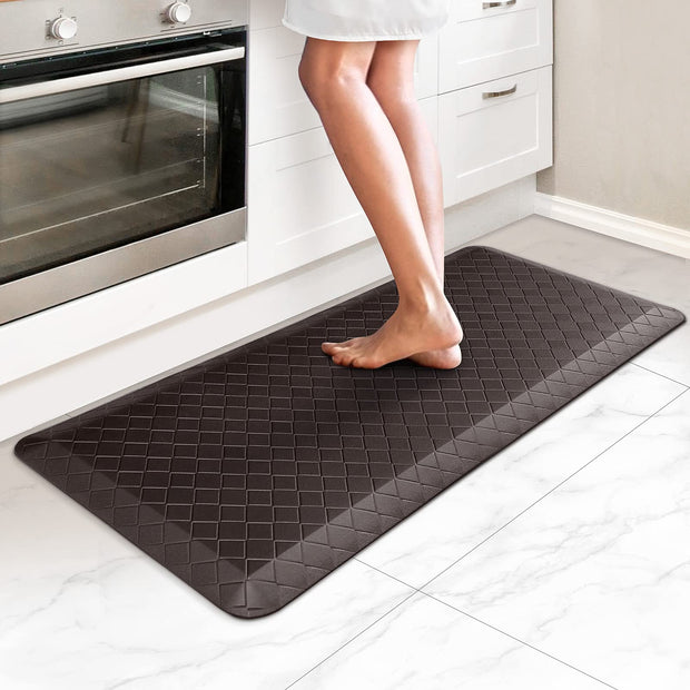 HappyTrends Floor Mat Cushioned Anti-Fatigue ,17.3"x28",Thick Waterproof Non-Slip Mats and Rugs Heavy Duty Ergonomic Comfort Rug for Kitchen,Floor,Office,Sink,Laundry,Black