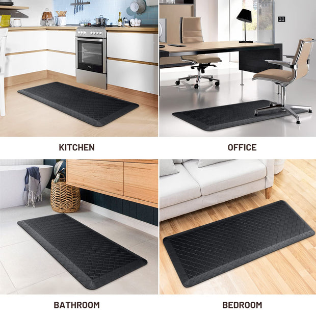 HappyTrends Floor Mat Cushioned Anti-Fatigue ,17.3"x28",Thick Waterproof Non-Slip Mats and Rugs Heavy Duty Ergonomic Comfort Rug for Kitchen,Floor,Office,Sink,Laundry,Black