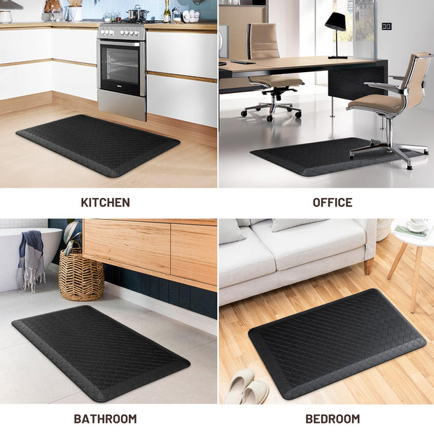 HappyTrends Floor Mat Cushioned Anti-Fatigue ,17.3"x28",Thick Waterproof Non-Slip Mats and Rugs Heavy Duty Ergonomic Comfort Rug for Kitchen,Floor,Office,Sink,Laundry,Black