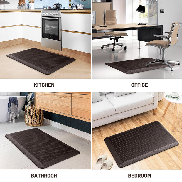 HappyTrends Floor Mat Cushioned Anti-Fatigue ,17.3"x28",Thick Waterproof Non-Slip Mats and Rugs Heavy Duty Ergonomic Comfort Rug for Kitchen,Floor,Office,Sink,Laundry,Black