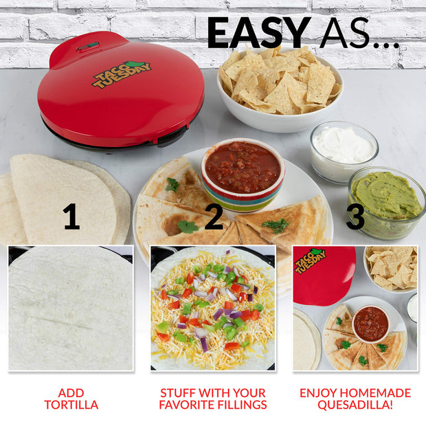 Nostalgia Taco Tuesday Tortilla Bowl Maker For Baked Taco Bowls, Tostadas, Salads, Dips, Appetizers, and Desserts, 8 to 10 Inch Tortillas, Red