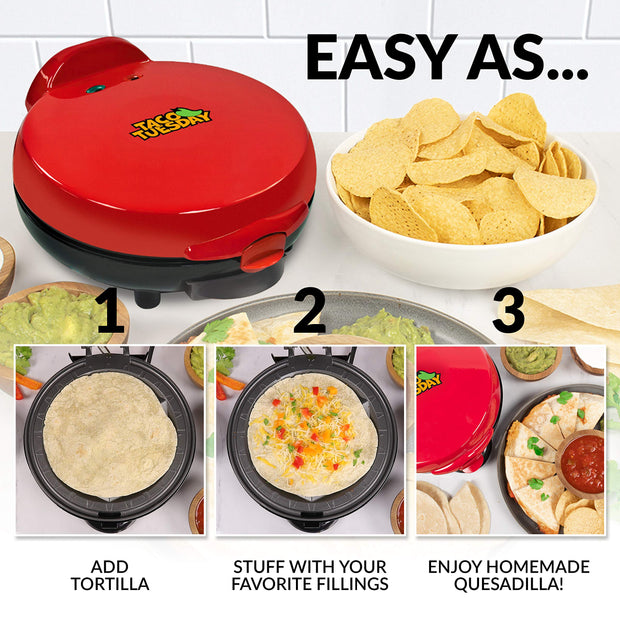 Nostalgia Taco Tuesday Tortilla Bowl Maker For Baked Taco Bowls, Tostadas, Salads, Dips, Appetizers, and Desserts, 8 to 10 Inch Tortillas, Red